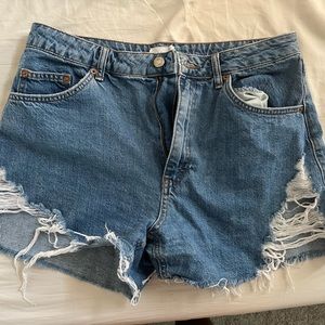 Topshop denim destroyed shorts